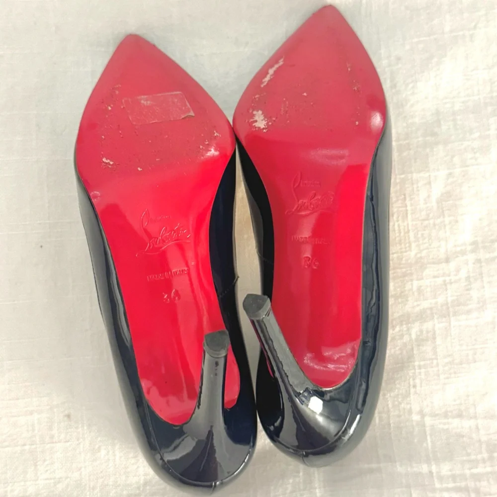Christian Louboutin New Decol Tissimo 100 Patent BL5J Navy Sz 36 - Picture 6 of 8